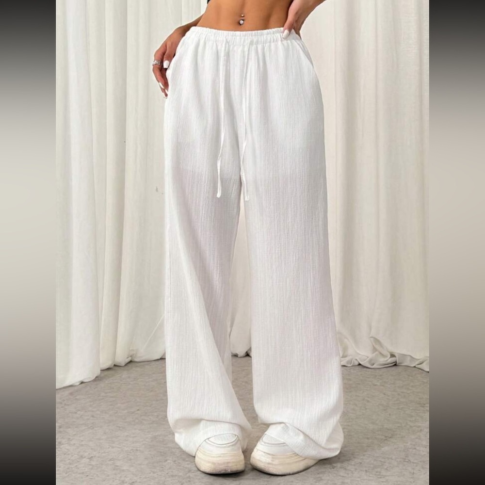 White Wide-Leg Pants